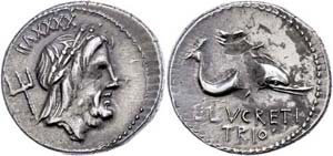 Coins Roman Republic L. Lucretius trio, ... 