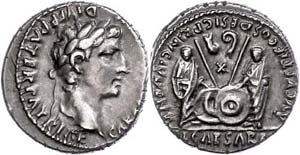 Coins Roman Imperial period Augustus, 2-1 ... 