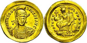Münzen Römische Kaiserzeit Theodosius II., ... 
