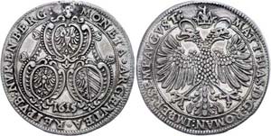 Nürnberg City 1 / 2 thaler, 1615, with ... 