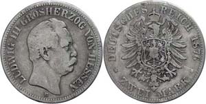 Hesse 2 Mark, 1876, Ludwig III., s, ... 