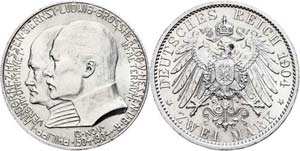 Hesse 2 Mark, 1904, 400. birthday Philipps ... 