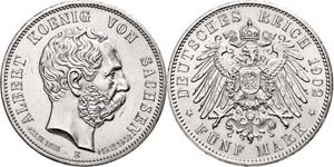 Sachsen 5 Mark, 1902, Albert, Auf seinen ... 