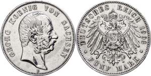 Saxony 5 Mark, 1903, Georg, very fine to ... 