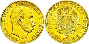 Preußen 10 Mark, 1878, A, Wilhelm I., ss., ... 