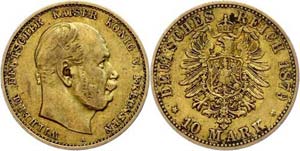 Preußen 10 Mark, 1879, Wilhelm I., Mzz A, ... 
