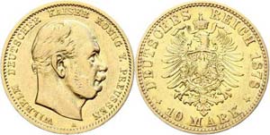 Preußen 10 Mark, 1878, A, Wilhelm I., ss, ... 