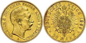 Preußen 20 Mark, 1889, Wilhelm II., ... 