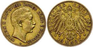 Preußen 10 Mark, 1893, Wilhelm II., ss., ... 