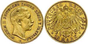 Prussia 10 Mark, 1896, Wilhelm II., very ... 