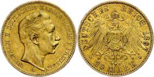 Preußen 20 Mark, 1897, Wilhelm II., ss., ... 