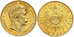 Preußen 20 Mark, 1899, Wilhelm II., ss., ... 