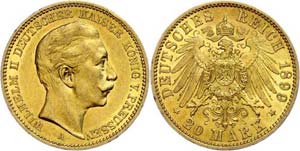 Preußen 20 Mark, 1899, Wilhelm II., vz., ... 
