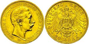 Preußen 20 Mark, 1900, Wilhelm II., kl. ... 