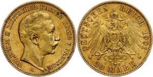 Preußen 20 Mark, 1901, Wilhelm II., ss., ... 
