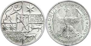 Coins Weimar Republic 3 Reichmark, 1927, 400 ... 