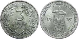 Münzen Weimar 3 Reichsmark, 1925 A, ... 
