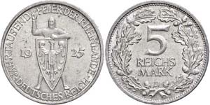 Münzen Weimar 5 Reichsmark, 1925, D, ... 