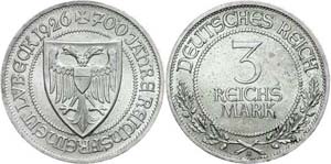 Münzen Weimar 3 Reichsmark, 1926 A, ... 
