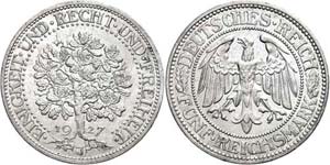 Coins Weimar Republic 5 Reichmark, 1927 J, ... 