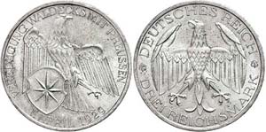 Coins Weimar Republic 3 Reichmark, 1929 A, ... 