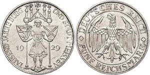 Münzen Weimar 5 Reichsmark, 1929, Meissen, ... 