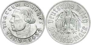 Münzen Drittes Reich 2 Reichsmark, 1933 A, ... 