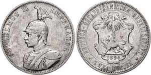 Coins German Colonies DOA, 2 Rupee, 1894, ... 