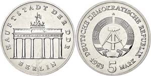 GDR 5 Mark, 1985, Berlin - capital of the ... 