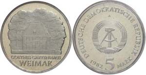 Münzen DDR 5 Mark, 1982, Goethes ... 