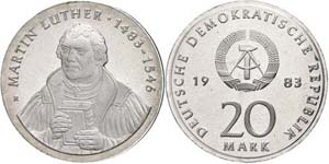 GDR 20 Mark, 1983, Luther, in uPVC sealed, ... 