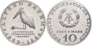 Münzen DDR 10 Mark, 1984, Brehm, in ... 