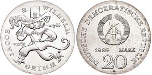 Münzen DDR 20 Mark, 1986, Gebrüder Grimm, ... 