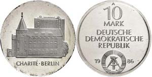 Münzen DDR 10 Mark, 1986, Charité Berlin, ... 