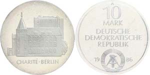 GDR 10 Mark, 1986, Charité Berlin, in uPVC ... 