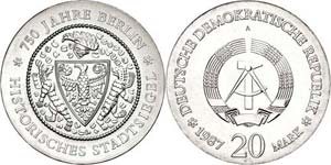 Münzen DDR 20 Mark, 1987, 750 Jahre Berlin, ... 