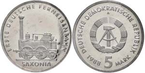 Münzen DDR 5 Mark, 1988, Saxonia, original ... 