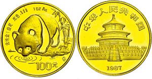 China Volksrepublik 100 Yuan, Gold, 1987, S, ... 