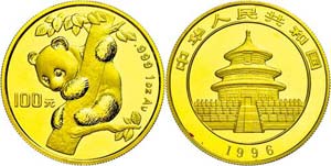 China Volksrepublik 100 Yuan, Gold, 1996, ... 
