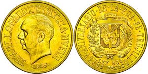 Dominica 30 Pesos, Gold, 1955, 25 Jahre ... 