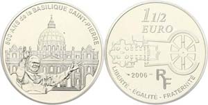 France 1, 5 Euro, 2006, 500 years Basilica ... 