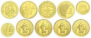 France 5 Euro, 5 times Gold, 2007, 5 years ... 