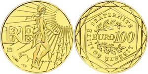 France 100 Euro, 2009, Gold, Marianne, PP  PP