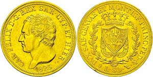 Italien Sardinien, 80 Lire, Gold, 1825, Karl ... 