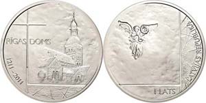 Latvia 1 Lats, 2011, 800 years cathedral to ... 