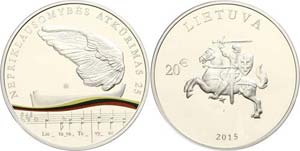Litauen 20 Euro, 2015, Unabhängigkeit ... 