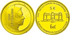 Luxembourg 5 Euro, Gold, 2003, European ... 