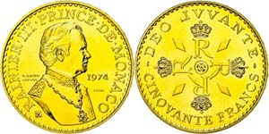 Monaco 50 Francs, Gold, Essai, 1974, Rainer ... 