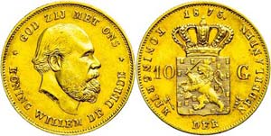 Niederlande 10 Gulden, Gulden, 1875, Wilhelm ... 