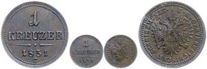 Old Austria coins until 1918 1 cruiser, ... 